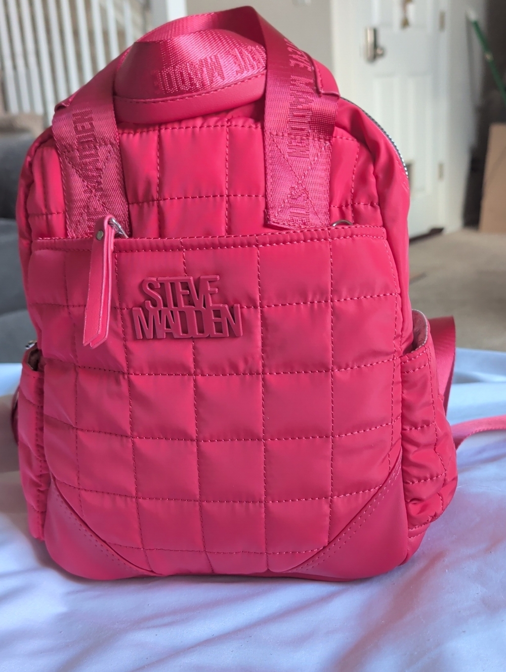Steve Madden Hot Pink Quilted Mini Backpack
